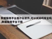 数据服务平台是什么软件,可以关掉吗安全吗,数据服务平台下载