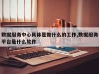 数据服务中心具体是做什么的工作,数据服务平台是什么软件
