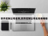 软件定制公司名称,软件定制公司名称有哪些