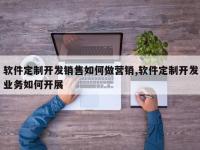 软件定制开发销售如何做营销,软件定制开发业务如何开展