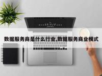 数据服务商是什么行业,数据服务商业模式