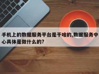 手机上的数据服务平台是干啥的,数据服务中心具体是做什么的?